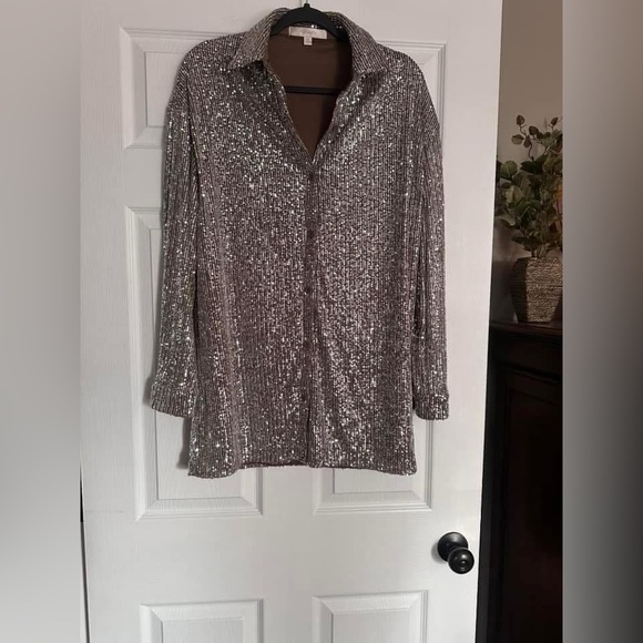 NWT Anthropologie X Flat White Sequin Tunic Dress Sz Small - Picture 8 of 11